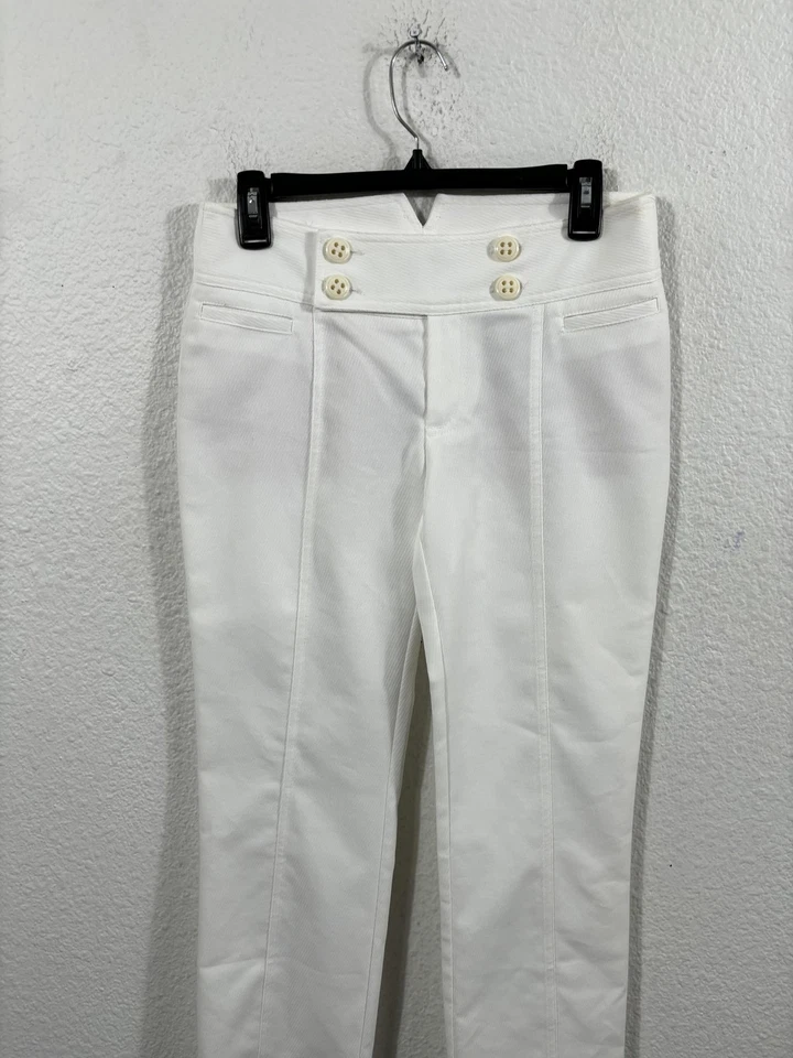 Calça Nanette Lepore Feminina 2 Branca Romana Villa Crop Sailor Botão Feito nos EUA - Imagem 2 de 4