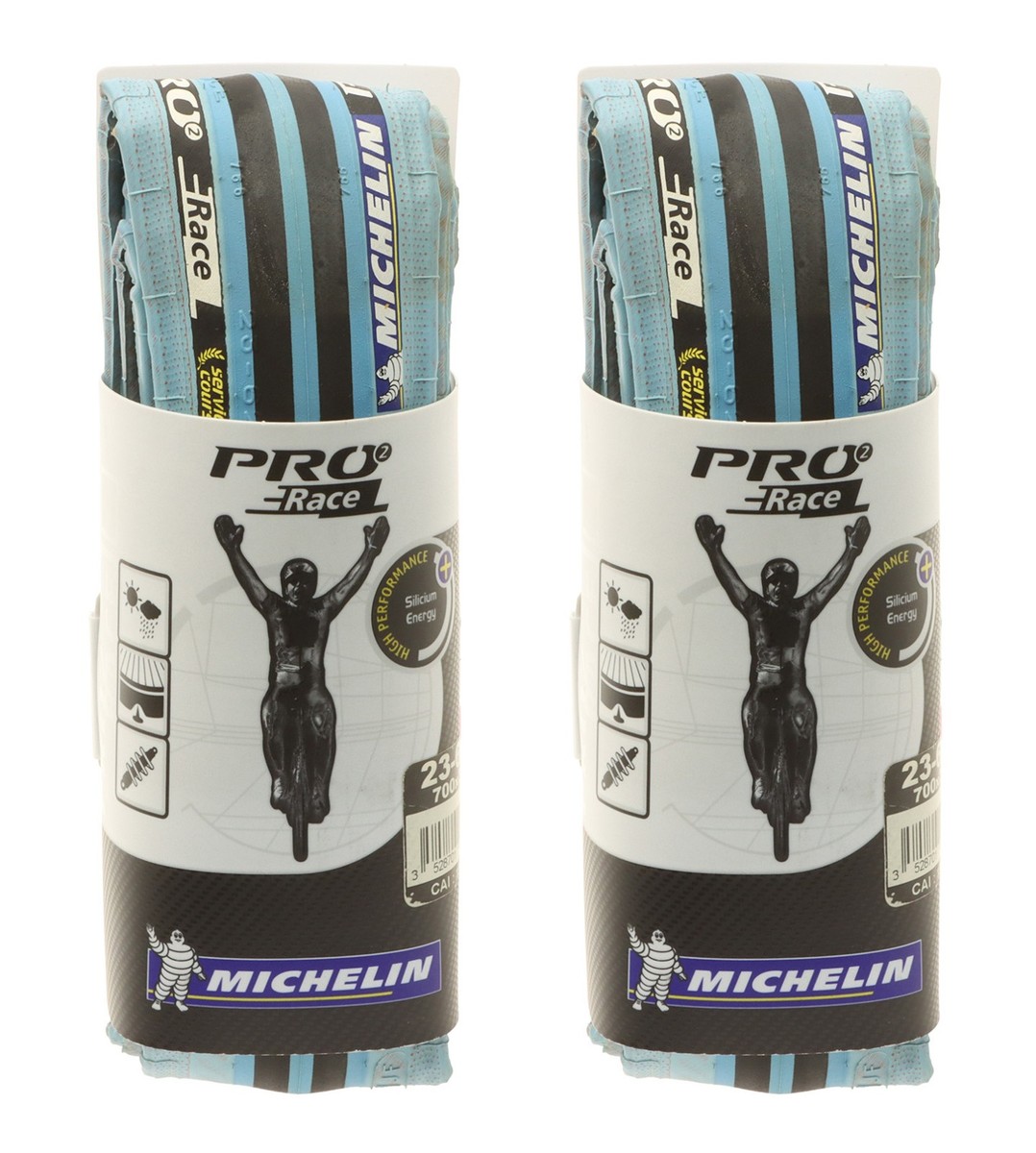 Michelin Pro 2 Race Clincher Tires 700x23c Light Blue/Black Road
