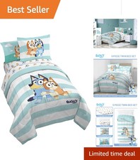 Colorful Bluey Bingo Twin Bed Set All-Season Microfiber Comforter Sheets