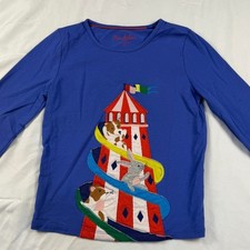 Mini Boden Blue Long Sleeve Top Lighthouse Dog Bunny Guinea Pig Applique Kids 5