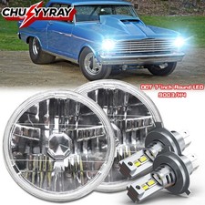 50w Pair 7round Led Headlights Hilo Beam Fit Chevrolet Chevy Nova 1963-1978 A