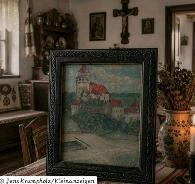 SIEBENBÜRGEN Aquarell datiert/signé 1847 Kirchenburg Trappold Schäßburg Rumänien - Bild 1 von 4