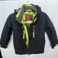 Boulder Gear Boys S Black/Green Hooded Full Zip Puffer Jacket w/ Pockets