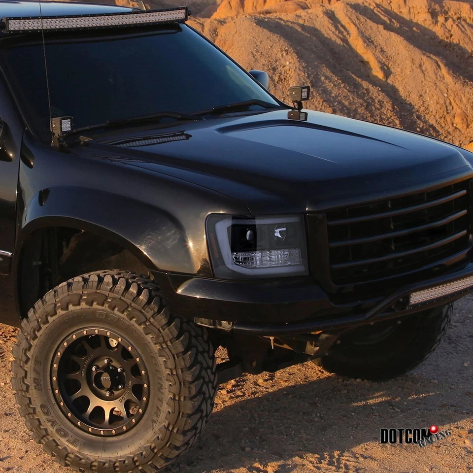 Fit 2007-2013 GMC Sierra Black Smoke LED Strip Projector Headlights Head Lamps Foto 2 de 4