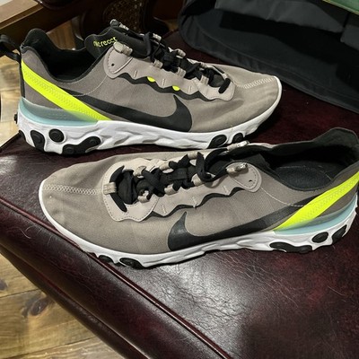 Nike React Element 55  Pumice  Volt Green Black Running Shoes BQ6166-201 Size 13