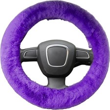 Fluffy Steering Wheel Cover for Women, Winter Fashion Wool Fur Soft Furry Purple
