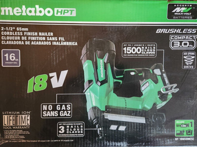 METABO HPT NT1865DMS 18V 2-1/2'' 16GA Straight Finish Nailer w/ Battery BRAND NEW