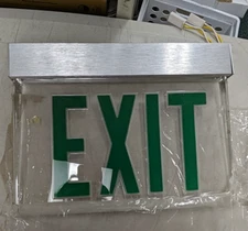 Exit Sign, Green Lettering Clear Background