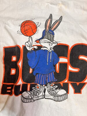 Vintage 90s Looney Tunes Bugs Bunny Basketball Shirt Size M Single