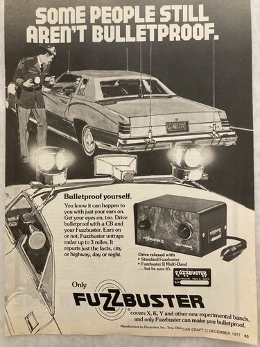 1977 Electrolert Fuzzbuster Printanzeige Chevrolet Monte Carlo