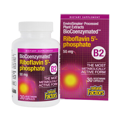 Natural Factors BioCoenzymated Vitamin B2 Riboflavin 5'-Phosphate,30 Veg Caps