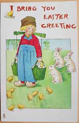 Ich bringe dir Ostergrüße. Holländische Kinder. Tuck Serie Nr. 751.