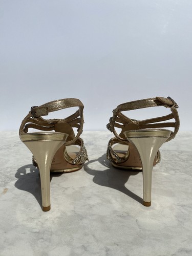 Antonio Melani Marnee Heel Jewel Gold Rhinestone Sandals 8M - Picture 5 of 15