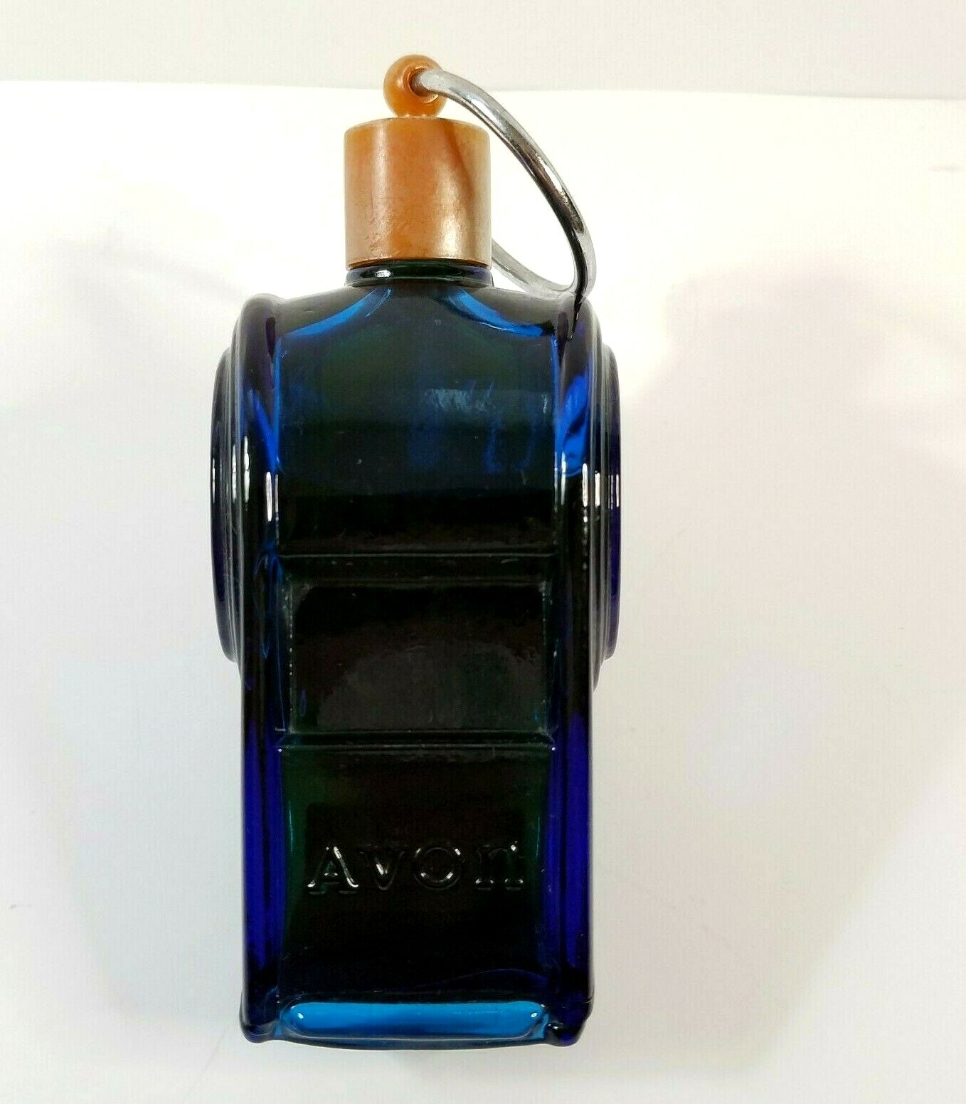 Vintage Avon Spicy After Shave Cologne Blue Glass Ring Lid The Big