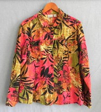 Chico's Light Weight Jacket Long Sleeve 100 Linen Multi-Color Size 3