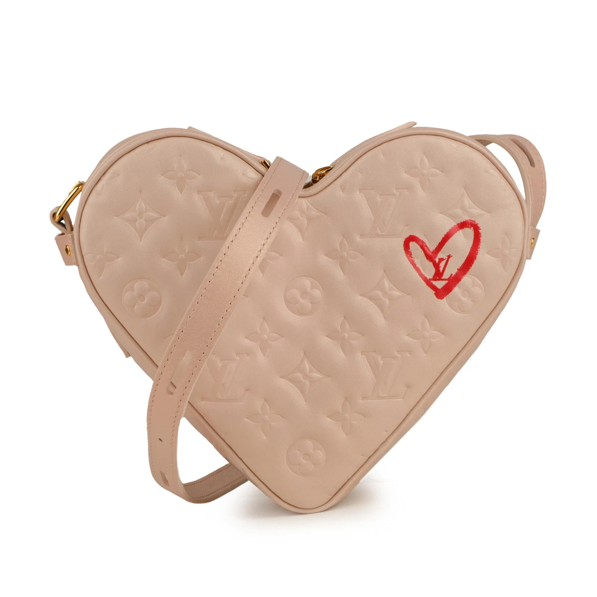 LOUIS VUITTON Monogram Embossed Leather In Love Sac Coeur Light Pink Heart  Bag