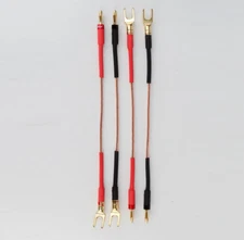 HiFi 2Pairs Speaker Bridge Cables Audio Jumper Wires W/ Banana to Y-Spade Plugs