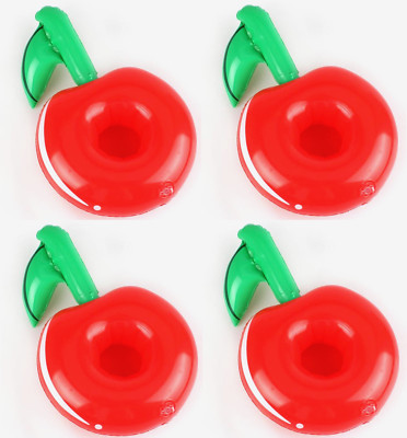4x Aufblasbare Kirsche Getränkehalter Rot Schwimmbecher Whirlpool Schwimmbad Party
