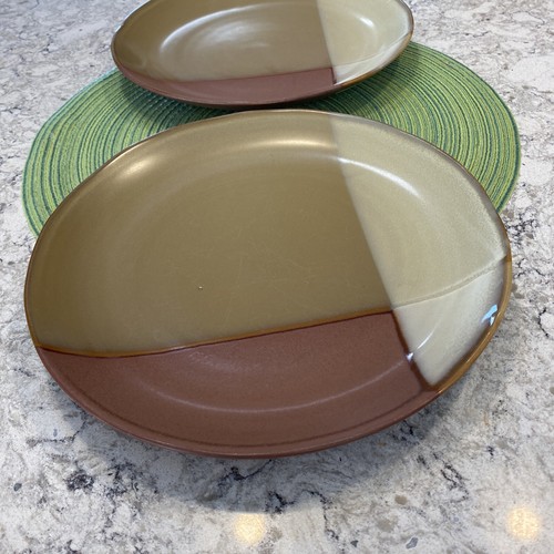 Sango Gold Dust Sienna 2 -10 3/4" Dinner Plates Color Blocks Discontinued - Picture 8 of 14