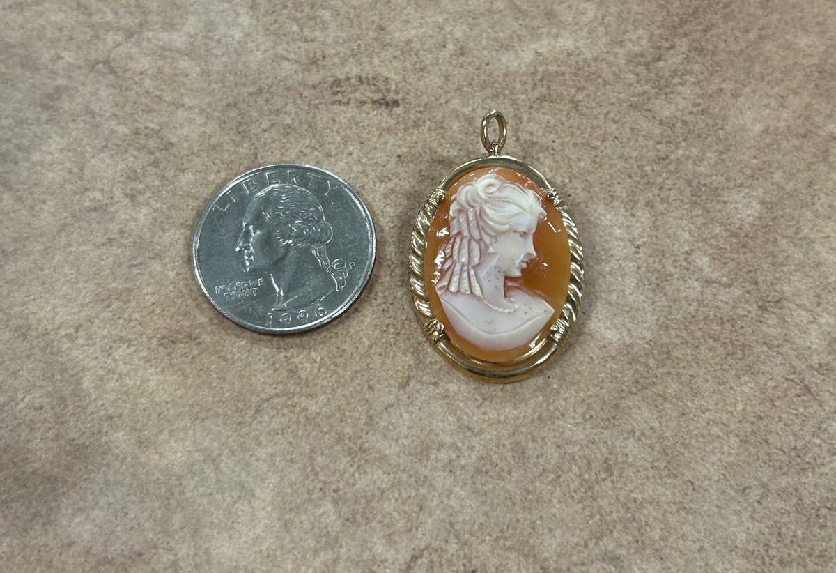 Antique 14K Gold Cased Cameo Brooch Pendant
