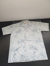 Vintage Local Motion Hawaiian Shirt Men's Size M Aloha Light Blue Floral Print