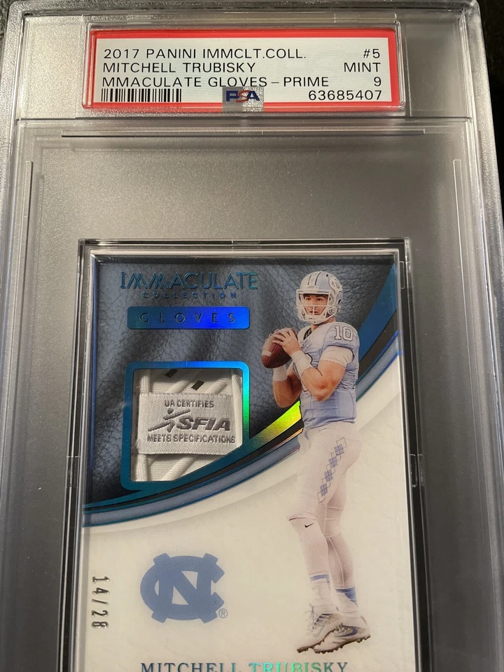 2017 Panini Immaculate Collection #5 Mitchell Trubisky Rookie Gloves-Prime PSA 9 - Image 2 of 4