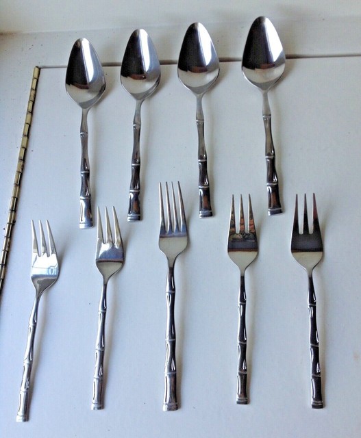 VINTAGE EXOTIC BAMBOO Stainless FLATWARE KOREA LOT OF 9 eBay