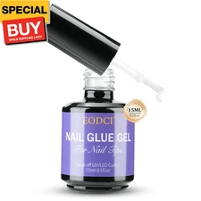 Gel Nail Tips Glue, 15ml Nail Glue Gel Soak Off Glue Super Strong Nail Glue U V