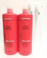 (2 PACK)Wella Invigo Brilliance Shampoo&Conditioner Fine/Normal Duo w/2PUMP,33.8