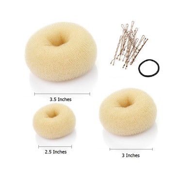3pcs Hair Donuts Bun Maker Ring Style Mesh Chignon Ballet Dance Sock Bun Updo 