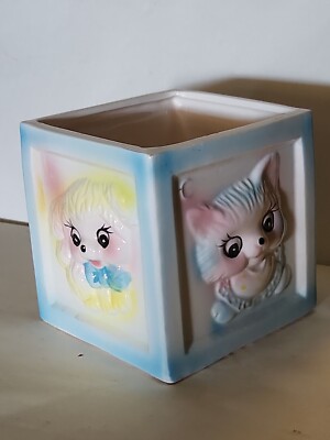 VTG Reubens Originals Ceramic Nursery Planter Building Block bear dog fox rabbit
