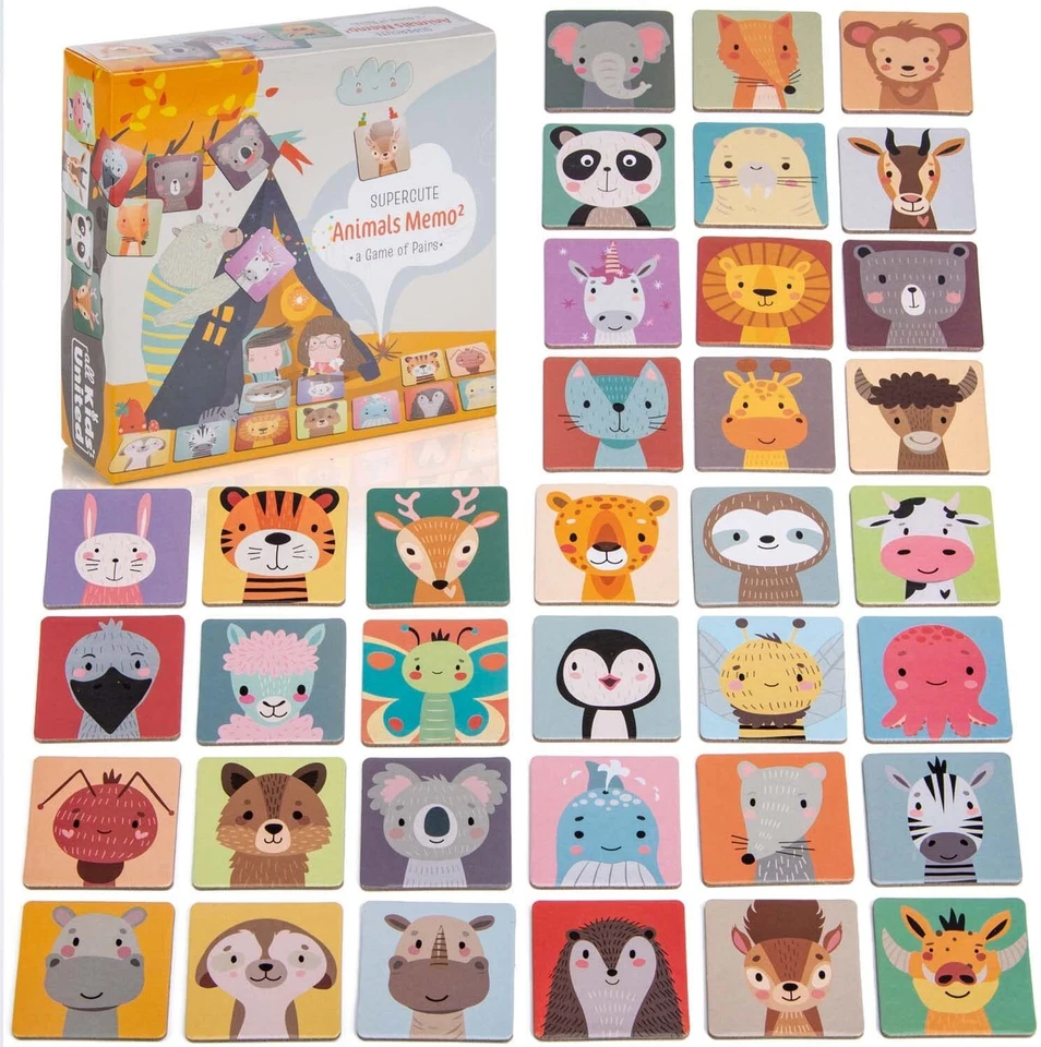 Memospiel aus Holz - Legekartenspiel Gedächtnisspiel - Memo Spiel Tier Kinder - Bild 2 von 4