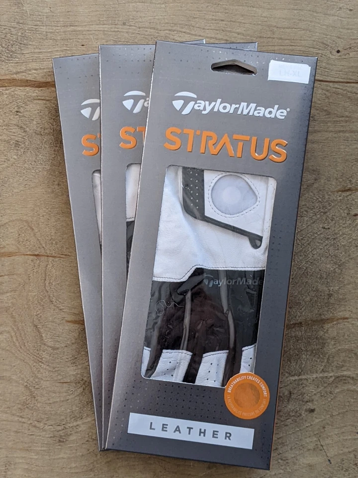 TaylorMade TM18 Stratus Leather Men's Golf Gloves, 3-Pack, Pick Hand and Size