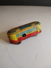 US Zone Germany Tin Litho Clockwork Trolley Car Wind Up Post War