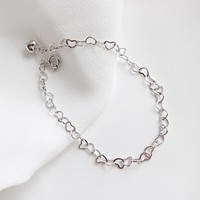 Damen Armband Herzkette Sterling Silber 925 Armkette Herz