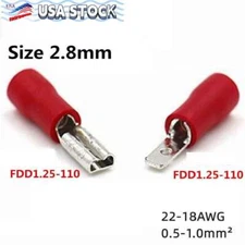 2.8mm Spade Terminals Female Male Insulated Wire Crimp Connectors 100/200pcs