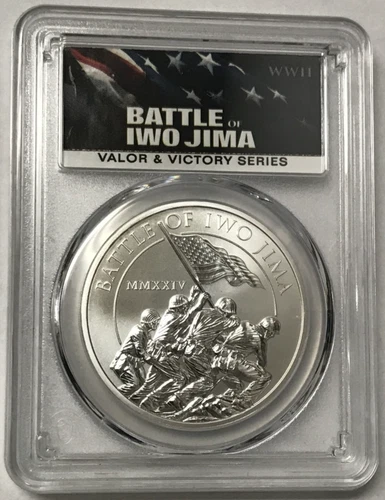 2024 $1 Cook Islands Battle of Iwo Jima - WWII Valor & Victory - FDOI PCGS MS70