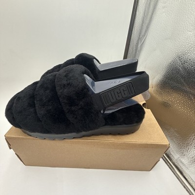 UGG BLACK SUPER FLUFF SLIPPER WOMEN'S SIZE 8 IN BOX