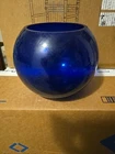 Vintage Murano Art Blown Glass 8" Sphere Globe Vase Blue