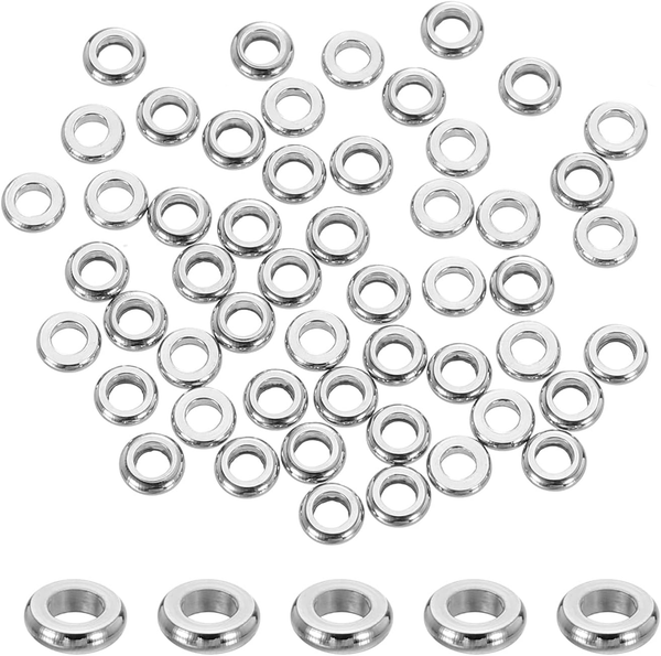 100 StüCk Perlen Set FüR ArmbäNder,5 Mm Edelstahl Flache Runde Perlen Perlen Zum-image