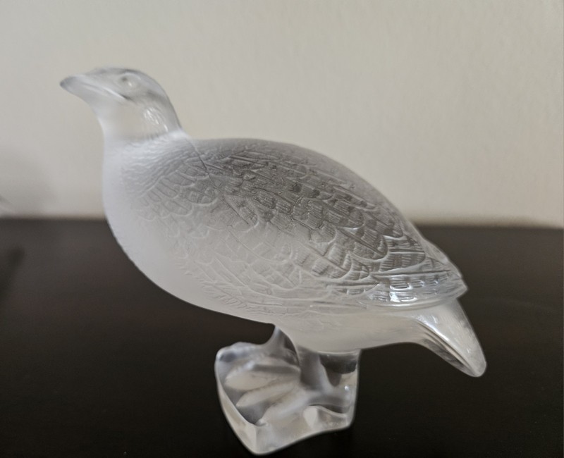 Lalique France Crystal Perdrix Inquiete Quail Partridge Bird Frosted  5 1/2”