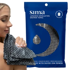 Exfoliating Washcloth, Face & Body Scrub Towel, Japanese, w/ Hexagon Fibers