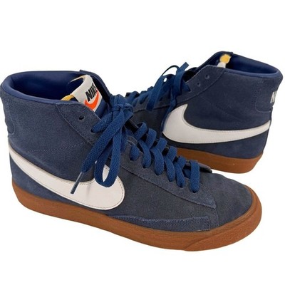Nike Zoom Blazer Mid Orange Label Navy Blue Suede Gum Sole Womens 7.5