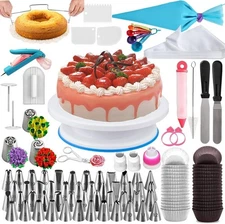 Cake Decorating Supplies Kit, 206 PCS Baking Set for Beginners With Cake Turntab