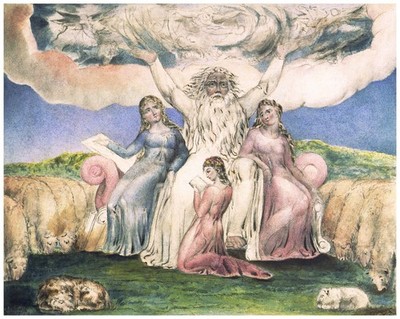 William Blake - Job and His Daughters 2 Version Inneneinrichtung Textur Elegant E