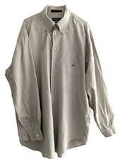 Nautica 100 Cotton Oxford Long Sleeved Beige Shirt Size 17" col