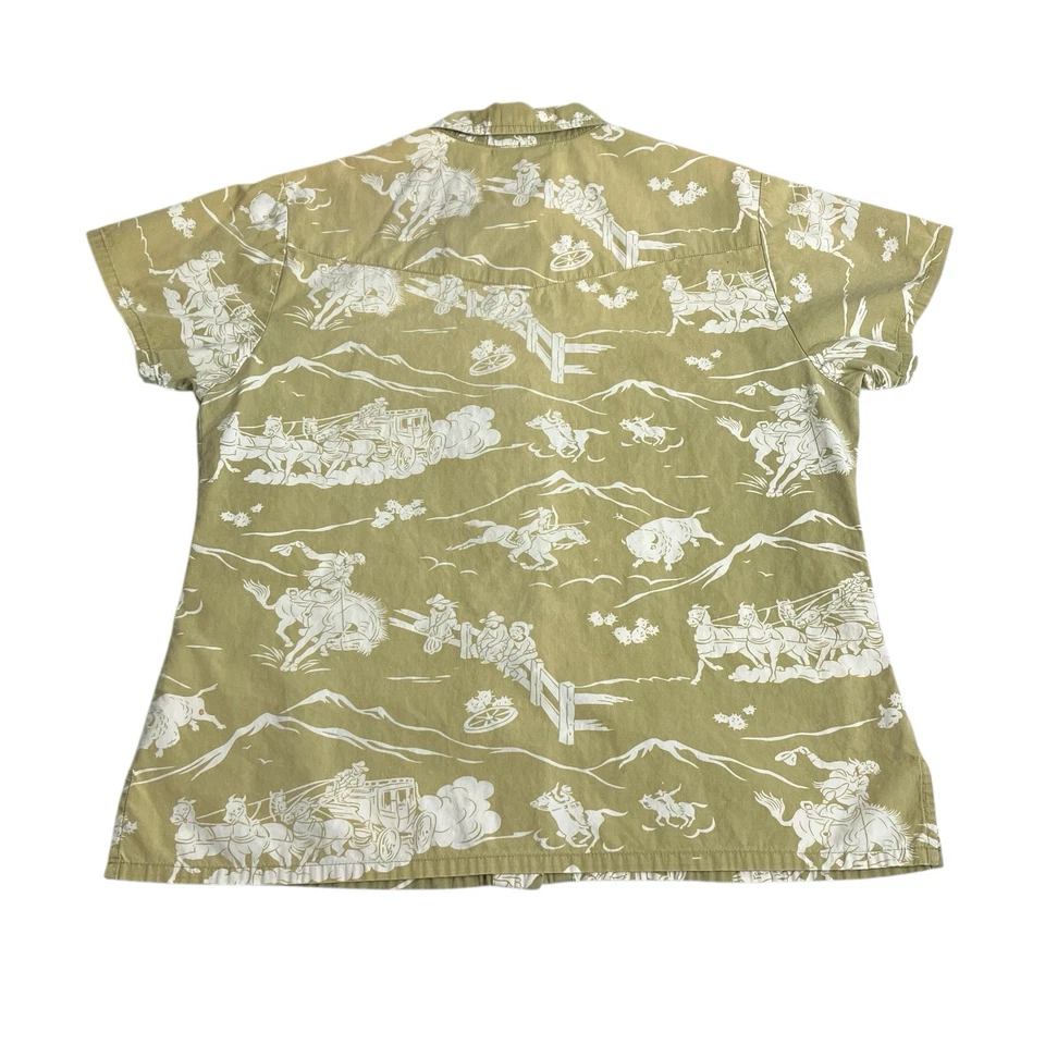 Antigo Roper Western Top Feminino Estampa M Cavalo Desbotado Búfalo Cowgirl Rodeio - Imagem 3 de 4