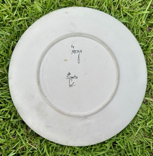 Handbemalter Rena de Santa Fe signierter Keramik 12" Teller Southwestern Indianer Mädchen - Bild 7 von 15