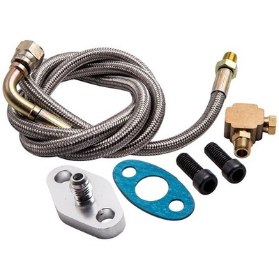 Universal 41   Turbo Oil Feed + Ölrücklaufleitung Hose Kit 1/8 PNT TOP