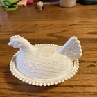 Vintage 7” Indiana White Milk Glass Chicken Hen On Nest Covered Bowl Candy Dish